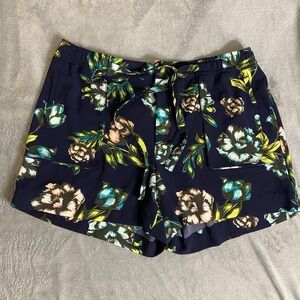 Lord & Taylor Woven Crepe Floral Belted Shorts Women's Size‎ XL Resort Hawaiian